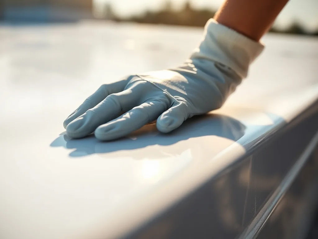 Close-up of reflective roof coating texture